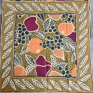 Vintage Pottery‎ Barn Fruit Leaf Cotton Placemats Set of 2 Mustard Orange Purple